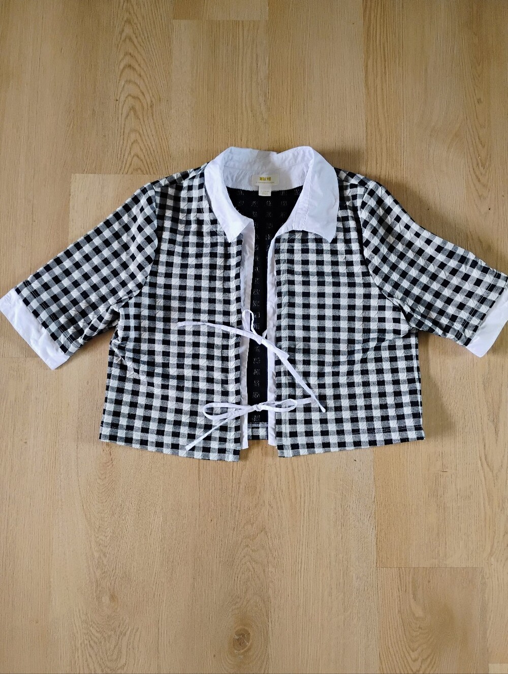 Maeve Women's Black & White Gingham Jacket with White Collar Cottagecore